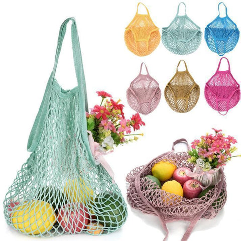 1Pcs Mesh Net String Shopping Bag Reusable Fruit Storage Handbag  Large Cotton Totes Shipping Bog