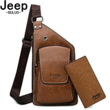 Buluo Jeep Brand Man'S Sling Bag High Quality Leather Crossbody Chest Bag For Young Men Fashion