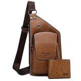 Buluo Jeep Brand Man'S Sling Bag High Quality Leather Crossbody Chest Bag For Young Men Fashion