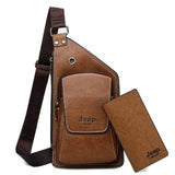 Buluo Jeep Brand Man'S Sling Bag High Quality Leather Crossbody Chest Bag For Young Men Fashion