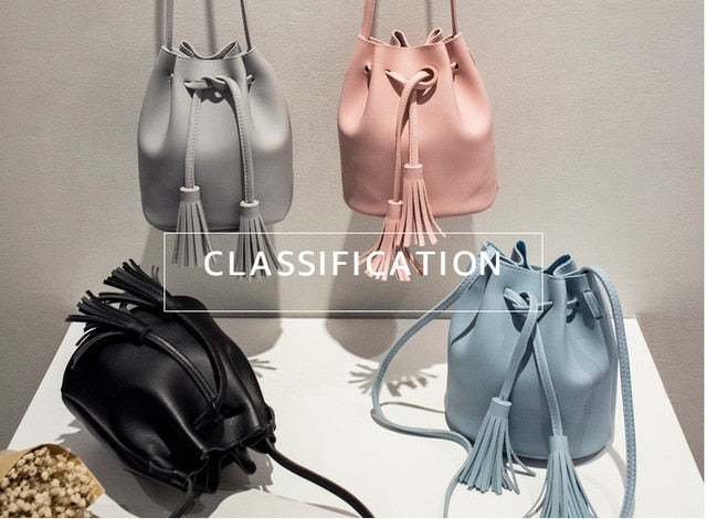 2018 New Women Bag Japan Style Fringes Bags For Women 2018 Drawstring Buckets Single Women