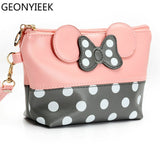 Travel Cosmetic Bag Cartoon Bow Makeup Case Women Zipper Hand Holding Make Up Handbag Organizer