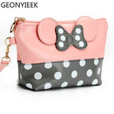 Travel Cosmetic Bag Cartoon Bow Makeup Case Women Zipper Hand Holding Make Up Handbag Organizer