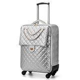 Women Leather Suitcases ,Girl'S Wheel Travel Luggage Bag,Trolley Box With Rolling,20"24" Inch