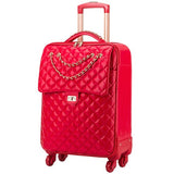 Women Leather Suitcases ,Girl'S Wheel Travel Luggage Bag,Trolley Box With Rolling,20"24" Inch