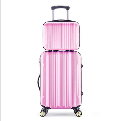 2Pes/Set Luggage Bag 14"+24"  Travel Suit Case Tas Lock Carry On Vintage Trolley For Women Men