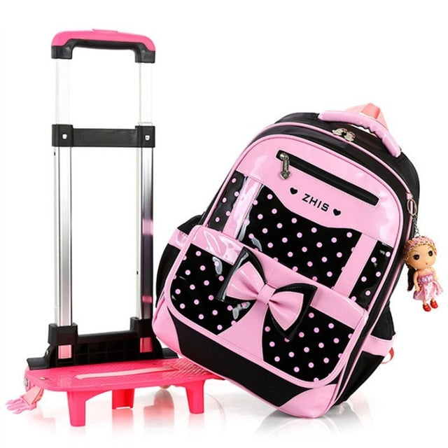 Trolley Children School Bags Set Mochilas Kids Backpacks With Wheel Trolley Luggage For Girls