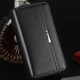Business Men Luxury Wallets Long Pu Leather Cell Phone Clutch Wallet Purse Hand Bag Top Zipper