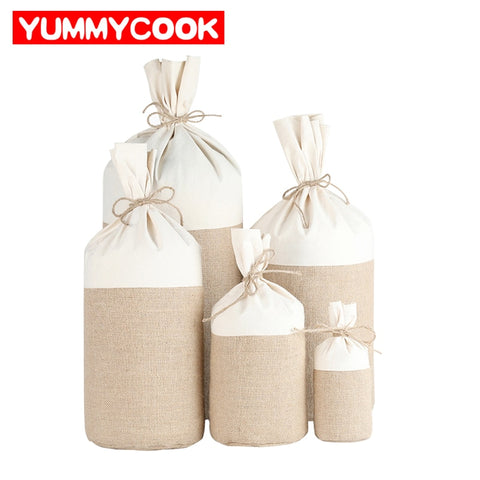 Round Jute Drawstring Bag Reusable Produce Bags Sachet Jewelry Gift Decorative Pouch Home Storage