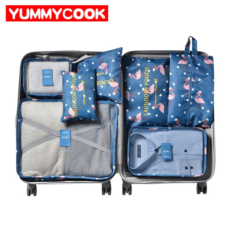 7Pcs/Set Shoes Clothes Storage Bag Women Travel Shirt Underware Suitcase Organizer Mesh Zipper