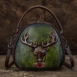 High Quality Women Shoulder Messenger Tote Bags Retro Deer Pattern Crossbody Lady Small Circular