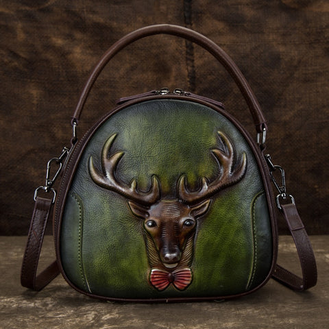 High Quality Women Shoulder Messenger Tote Bags Retro Deer Pattern Crossbody Lady Small Circular