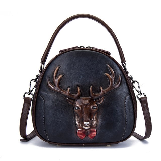 High Quality Women Shoulder Messenger Tote Bags Retro Deer Pattern Crossbody Lady Small Circular