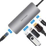 Vention Thunderbolt 3 Dock Usb-C Hub Type C To Hdmi Usb 3.0 Rj45 Adapter For Macbook Samsung