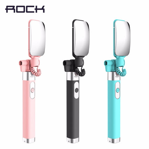 Rock Universal Mirror Selfie Stick For Ios Android Phone Wired Selfie Stick Phone Holder Camera