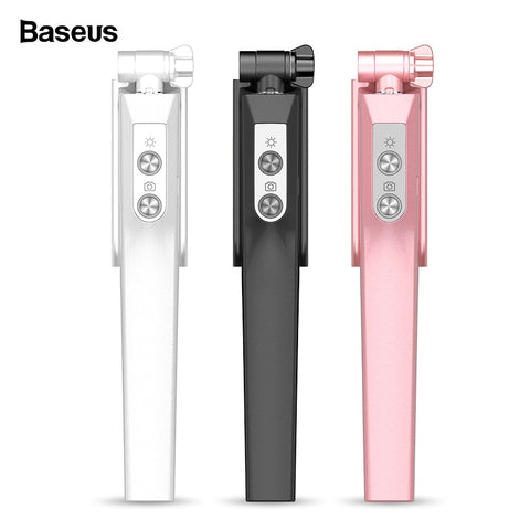 Baseus Selfie Stick Bluetooth Monopod With Led Flash Fill Light Rear Mirror Selfiestick For
