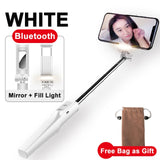 Baseus Selfie Stick Bluetooth Monopod With Led Flash Fill Light Rear Mirror Selfiestick For
