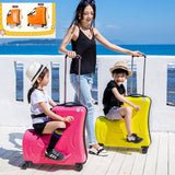 Kids Riding Trojanl Luggage Boys Girls Travel Trolley Alloy Children Sitting Rolling Luggage