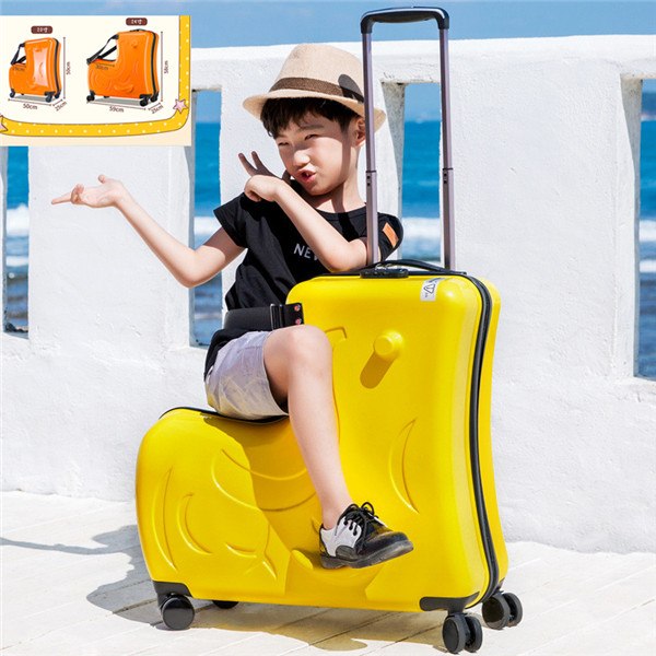 Kids Riding Trojanl Luggage Boys Girls Travel Trolley Alloy Children Sitting Rolling Luggage