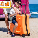 Kids Riding Trojanl Luggage Boys Girls Travel Trolley Alloy Children Sitting Rolling Luggage