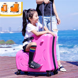 Kids Riding Trojanl Luggage Boys Girls Travel Trolley Alloy Children Sitting Rolling Luggage