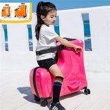 Kids Riding Trojanl Luggage Boys Girls Travel Trolley Alloy Children Sitting Rolling Luggage