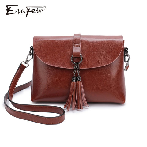 New Arrival Genuine Leather Women Crossbody Bag Fashion Tassel Messenger Bag Simple Design Small