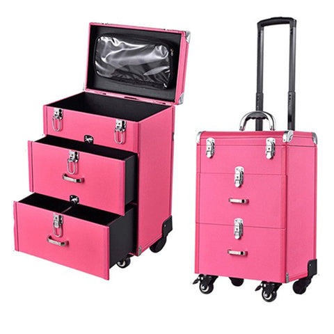 Woman Trolley Cosmetic Case Nails Makeup Toolbox,Multi-Layer Trolley Case ,Pvc Beauty Box Travel