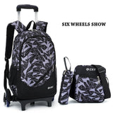 3Pcs/Set Printing Trolley School Bags For Girls Backpack Middle School Boys Book Bag On Wheels