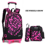 3Pcs/Set Printing Trolley School Bags For Girls Backpack Middle School Boys Book Bag On Wheels