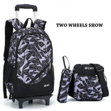 3Pcs/Set Printing Trolley School Bags For Girls Backpack Middle School Boys Book Bag On Wheels