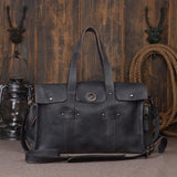 Nesitu High Quality Vintage Large Coffee Brown Grey-Blue Genuine Leather Men Travel Bags Male