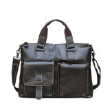 Hot New Genuine Leather Men'S Satchel Handbags For Men Shoulder Bags Document Briefcase 14"