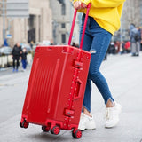 Aluminum Frame Scratch Resistant Rolling Luggage Bag,Pc+Abs Shell Travel Suitcase With Wheels,