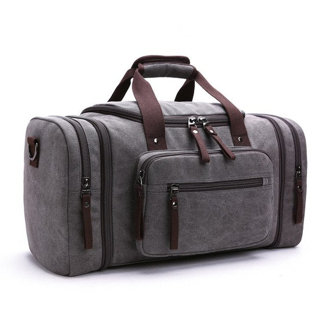 Travel Duffel Bag for Men, 65L Foldable Duffle Bags with Shoes Compartment,  Overnight Bag for Men Women Waterproof & Tear Resistant (Gray)