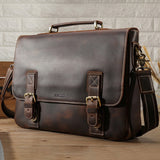Kavis Crazy Horse 100% Genuine Cowhide Leather Handbags Shoulder Bag Men Messenger Bag Travel