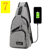 Canva Zipper Solid Chest Bag Casual Men'S Bag Single Silt Pocket Bags  Kkz