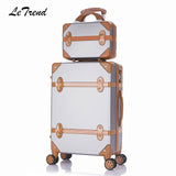 Beasumore Rolling Luggage Set Spinner Uisex Travel Bag Retro Suitcase Wheels Password Trolley 20