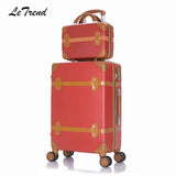 Beasumore Rolling Luggage Set Spinner Uisex Travel Bag Retro Suitcase Wheels Password Trolley 20
