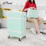 Beasumore Rolling Luggage Set Spinner Uisex Travel Bag Retro Suitcase Wheels Password Trolley 20