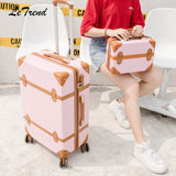 Beasumore Rolling Luggage Set Spinner Uisex Travel Bag Retro Suitcase Wheels Password Trolley 20