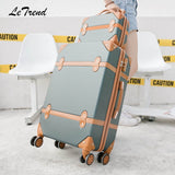 Beasumore Rolling Luggage Set Spinner Uisex Travel Bag Retro Suitcase Wheels Password Trolley 20