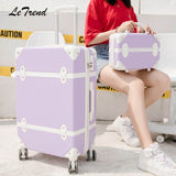 Beasumore Rolling Luggage Set Spinner Uisex Travel Bag Retro Suitcase Wheels Password Trolley 20