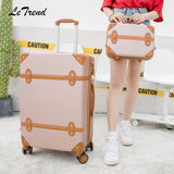 Beasumore Rolling Luggage Set Spinner Uisex Travel Bag Retro Suitcase Wheels Password Trolley 20