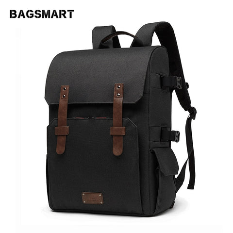 Bagsmart Multifunctional Camera Backpack 15.6" Laptop Bag Camera Bag With Waterproof Rain Cover