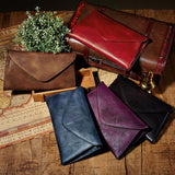 Fashion Lady Soft Cow Skin Day Clutches Party Cover Solid Color Envelope Vintage  Genuine Leather