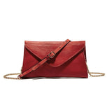 Fashion Lady Soft Cow Skin Day Clutches Party Cover Solid Color Envelope Vintage  Genuine Leather