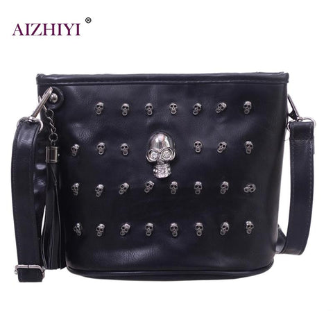 Skull Design Women Messenger Bags Handbags Shoulder Bags Satchel Clutch Girl Black Skull