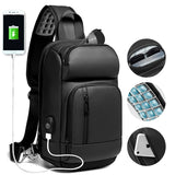Eurcool Black Chest Packs Men Usb Charging Casual Shoulder Crossbody Bags Water Repellent Travel