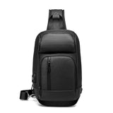 Eurcool Black Chest Packs Men Usb Charging Casual Shoulder Crossbody Bags Water Repellent Travel